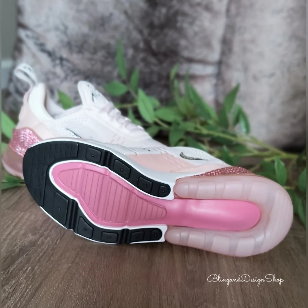 Nike Air Max 270 Pink Sneakers made with Swarovski Crystals Custom